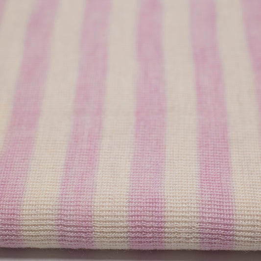 100% MERINO RIB KNIT FABRIC PINK AND WHITE STRIPES 30