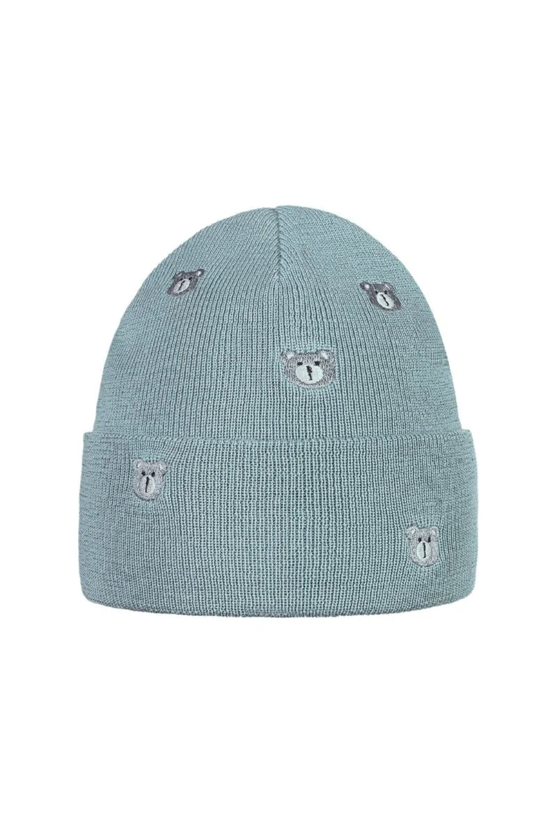 CZAPKA 100% WEŁNA MERINO - ZDOBIONA UROCZYM HAFTEM rozmiar 54 (5-7 lat) SZAŁWIA