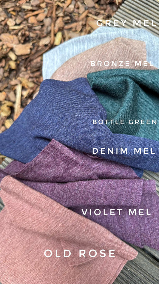 DZIANINA ŚCIĄGACZ 100% WEŁNA MERINO INTERLOCK - VIOLET MELANGE