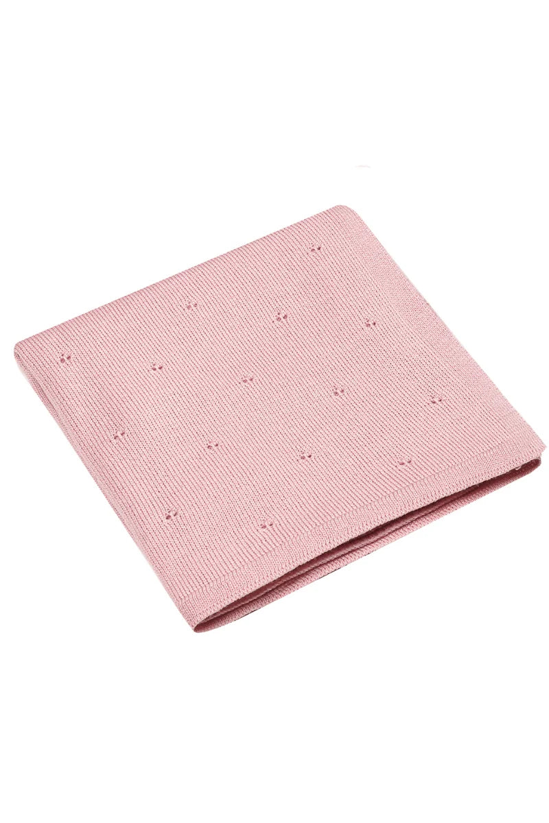 KOCYK 100% WEŁNA MERINO - RÓŻOWY 75x100 cm AŻUR