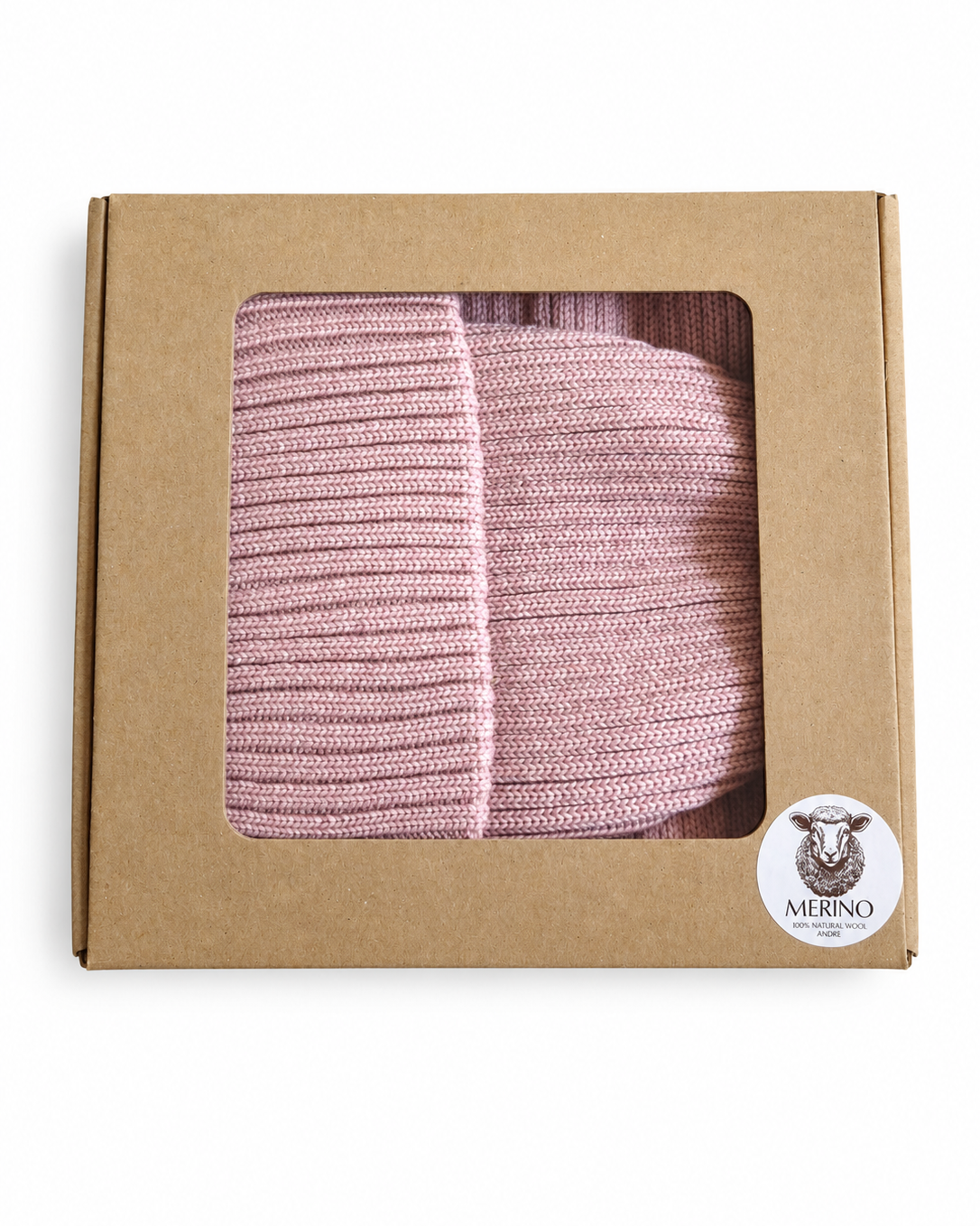 KOMPLET UNISEX CZAPKA Z SZALEM WEŁNIANYM 100% MERINO RÓŻOWY rozmiar 58