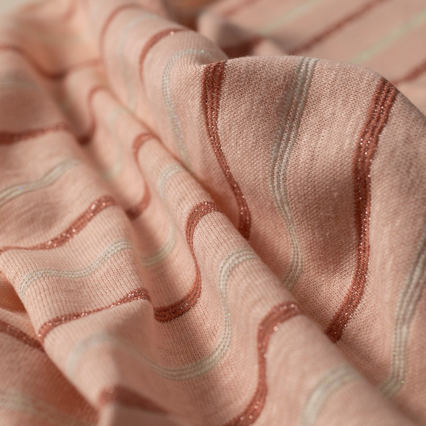 DZIANINA 95% LNIANA - 08 - LEN - RÓŻ LUREX STRIPES