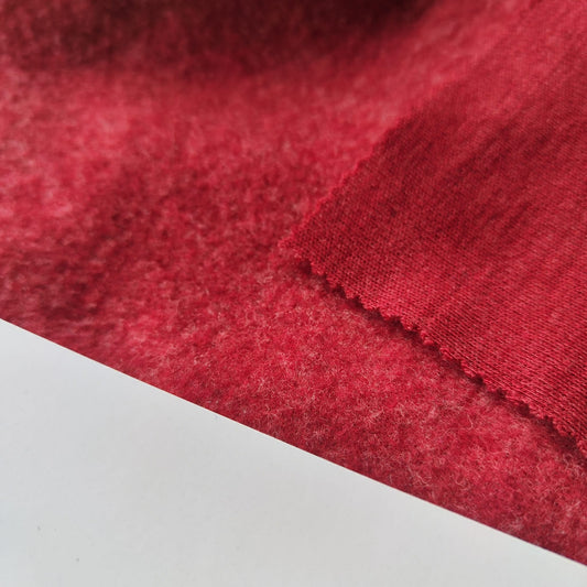 DZIANINA ŚCIĄGACZ 100% WEŁNA MERINO INTERLOCK - RED MELANGE