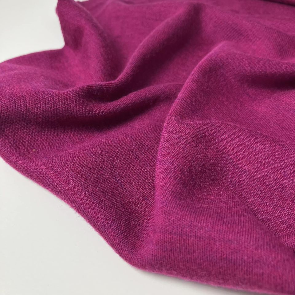 100% MERINO INTERLOCK 13 OBERŻYNA 260 GSM - ostatnie metry!
