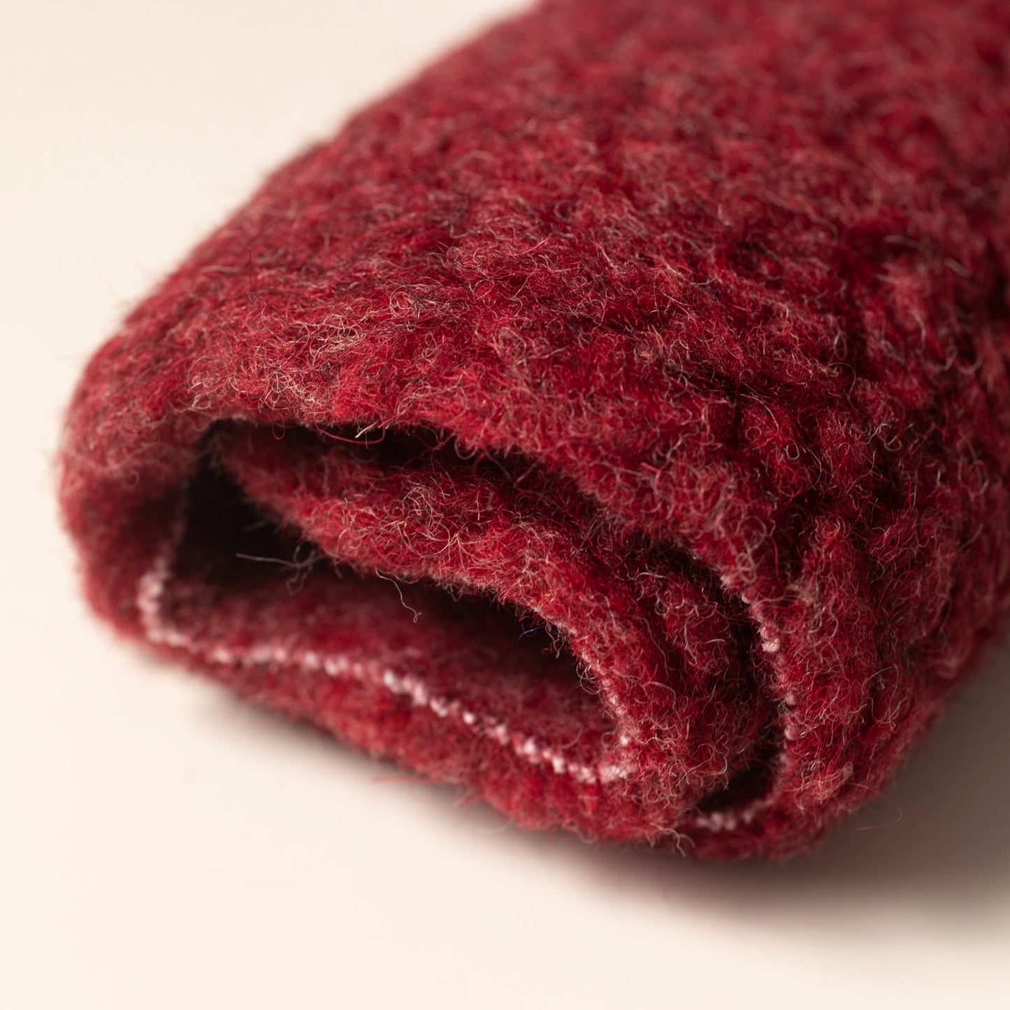 TEDDY BEAR FLEECE KNIT MERINO WOOL - BORDEAUX MELANGE