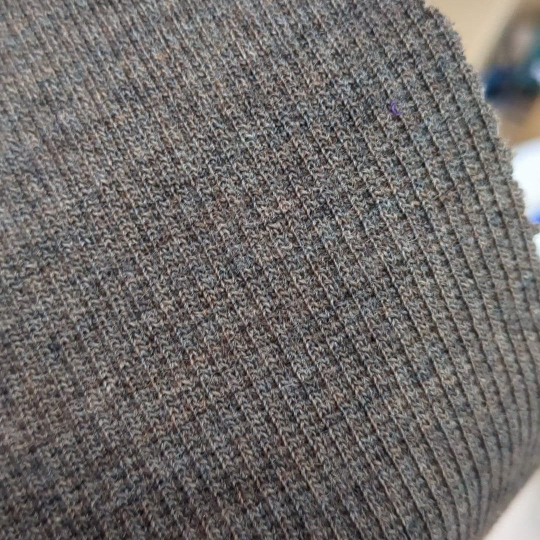 DZIANINA HARD RIB MERINO - MOCNY ŚCIĄGACZ 400 GSM - BRĄZ MELANŻ