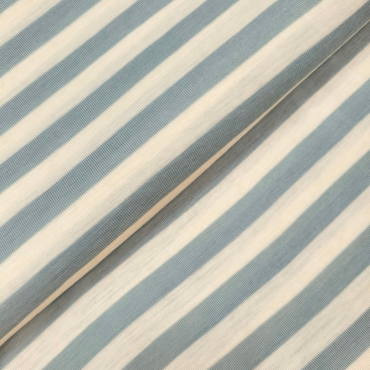 100% MERINO DZIANINA RIB METRAŻ PASECZKI NIEBIESKO BIAŁE 32