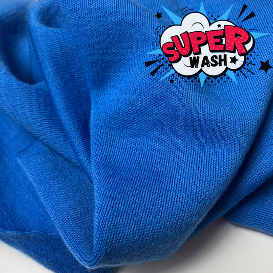 100% MERINO INTERLOCK 220 GSM SUPERWASH NIEBIESKA