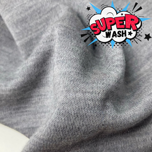 100% MERINO INTERLOCK 220 GSM SUPERWASH JASNY SZARY