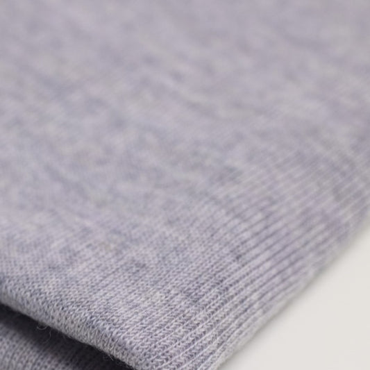 100% MERINO RIB KNIT FABRIC 180 GSM LIGHT GREY MELANGE