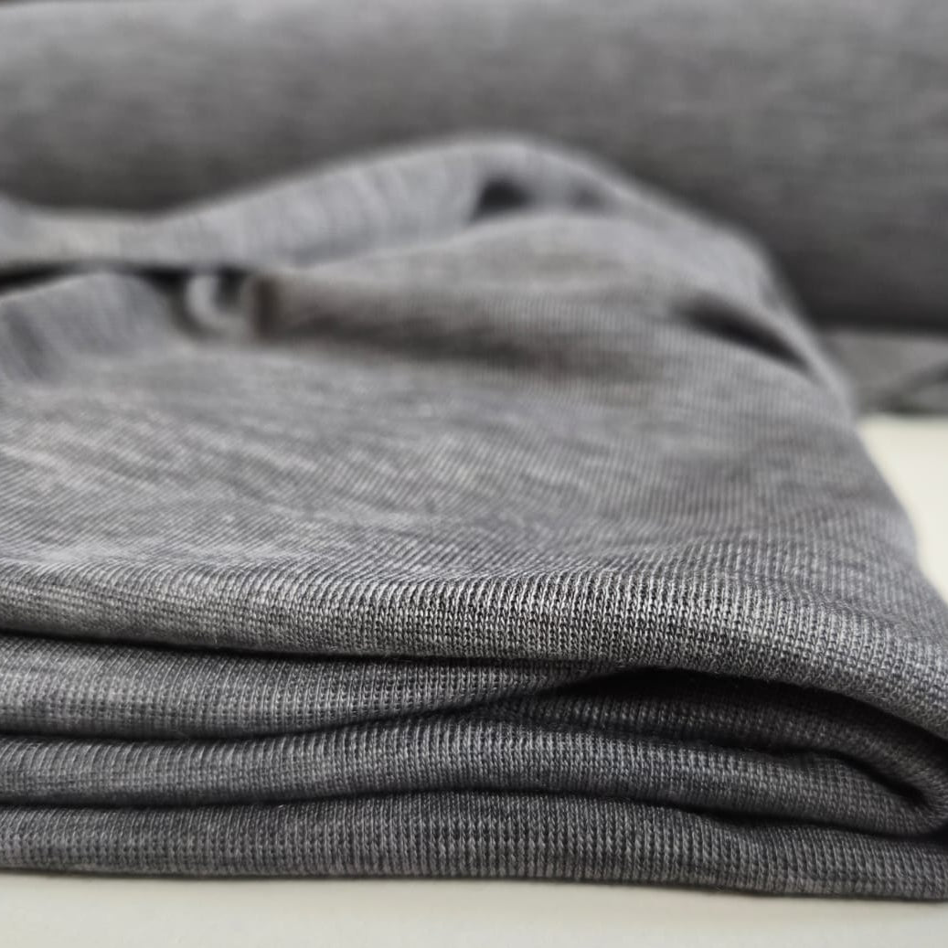 MERINO JEDWAB DZIANINA RIB METRAŻ 180 GSM SZARY MELANŻ - nowość