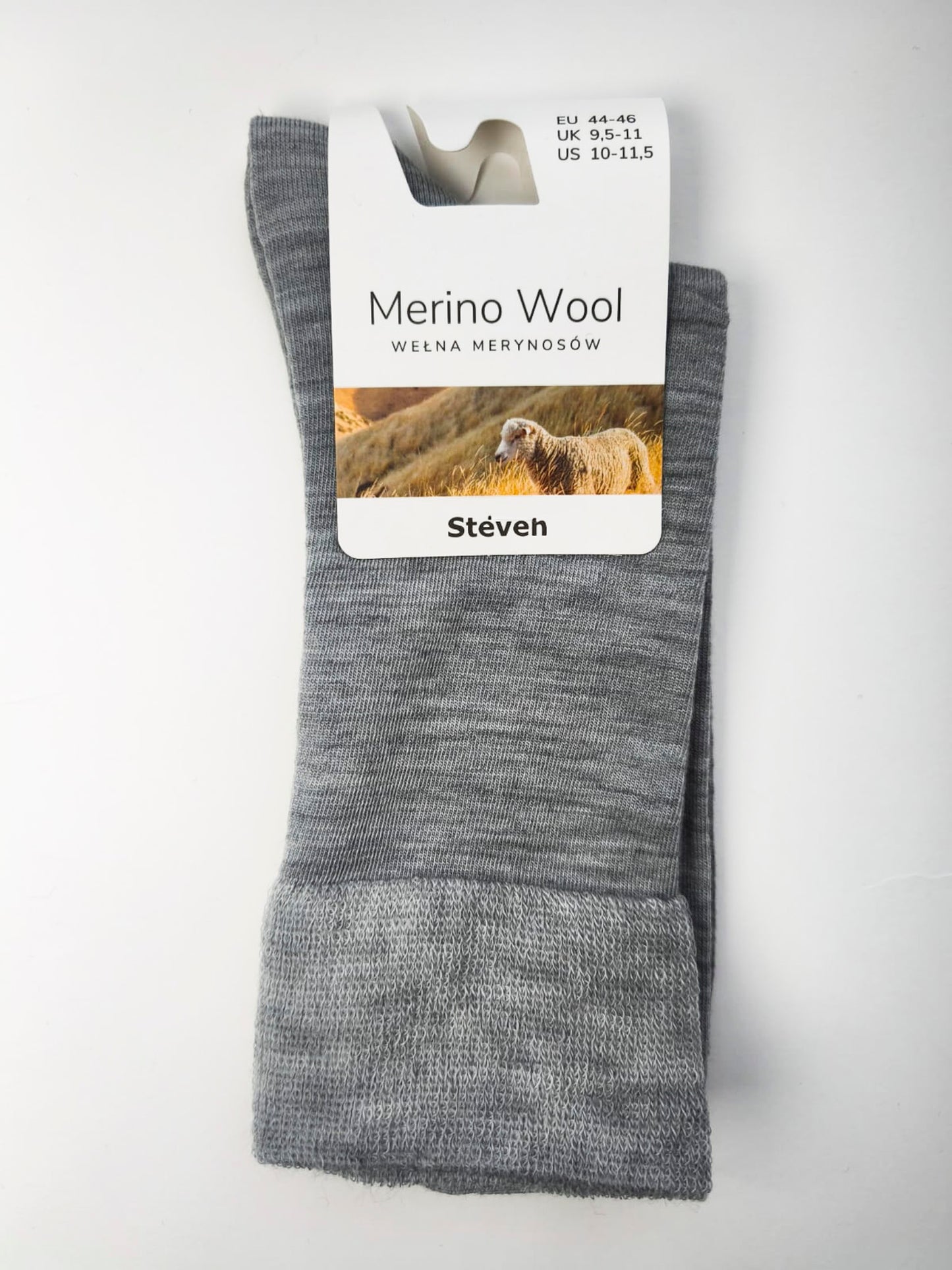 Skarpety z wełny merynosów 44/46 melanż szare