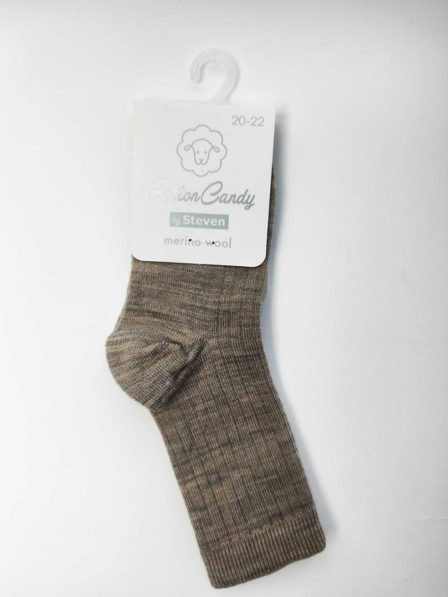 Skarpety z wełny merynosów dziecięce prążek 20/22 melanż beż