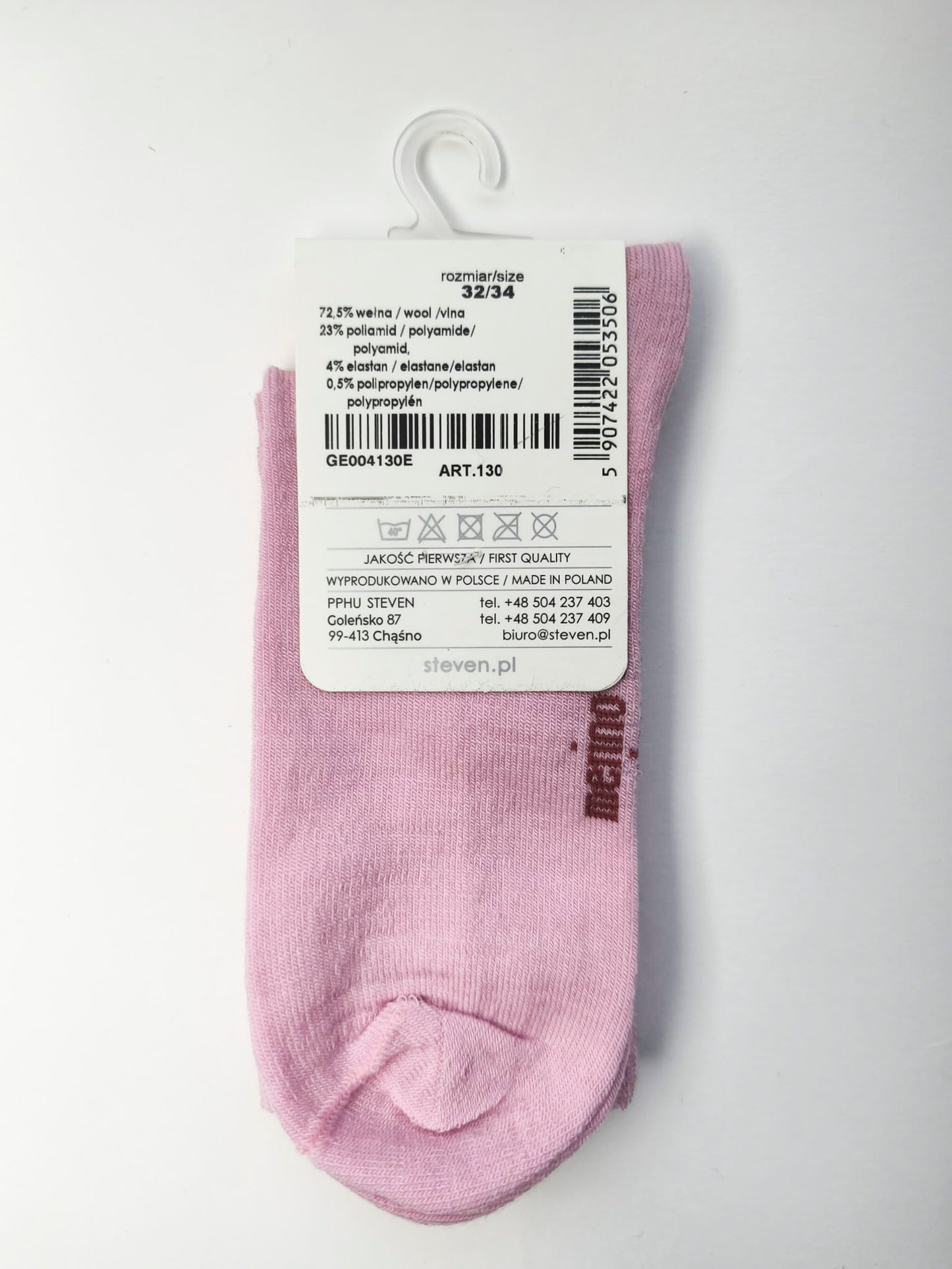 Skarpety z wełny merynosów dziecięce 32/34 pudrowy róż