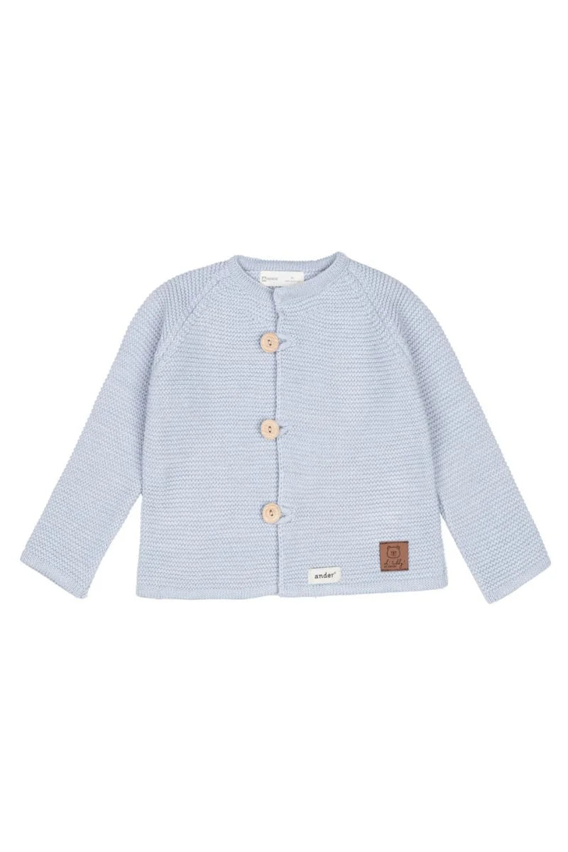 SWETEREK WEŁNIANY Z GUZIKAMI - NIEBIESKI rozmiar 98