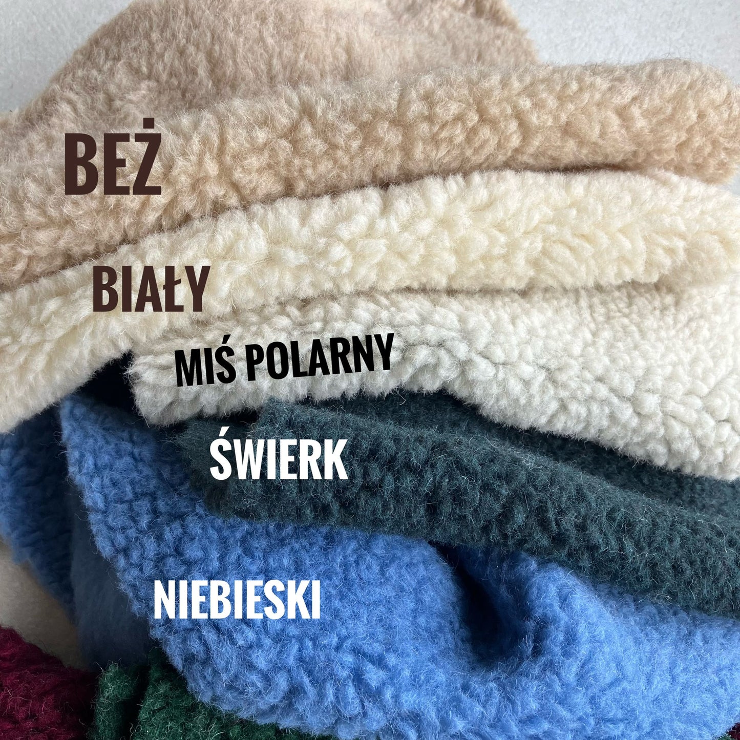 BARANEK TEDDY DZIANINA FUTERKOWA WEŁNA MERINO - BIAŁY