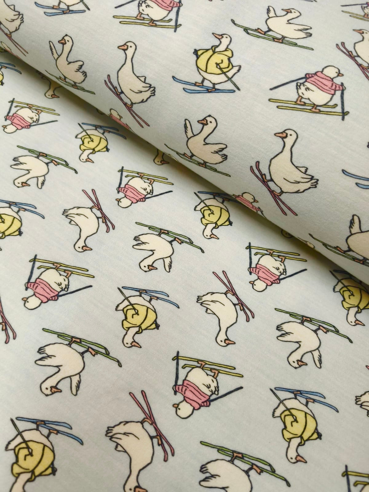 DRESÓWKA DRUKOWANA 95% merino 360 gsm - GĄSKI NA NARTACH