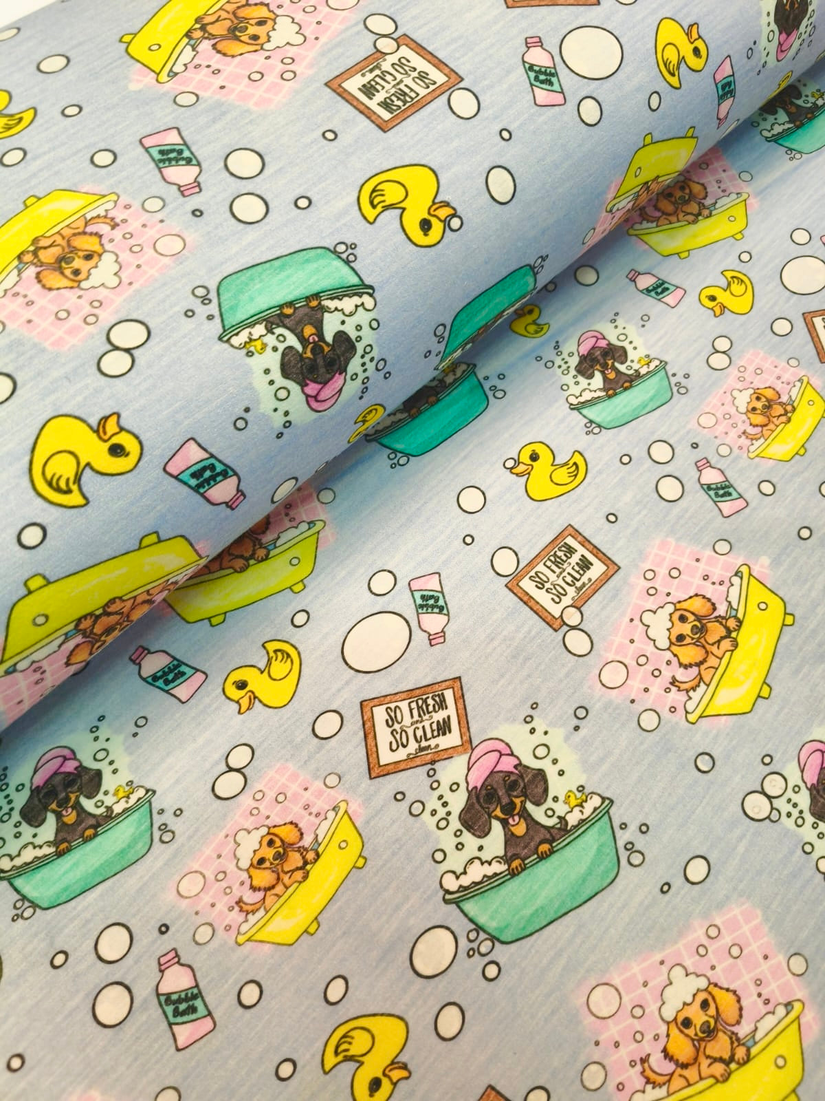 DRESÓWKA DRUKOWANA 95% merino 360 gsm - JAMNICZKI W KĄPIELI