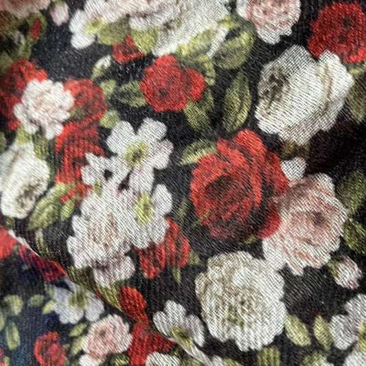 PRINTED WOOL FABRIC ROSES - 704