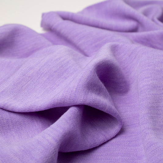 KNIT 100% MERINO INTERLOCK coupon 30x130cm LAVENDER MELANGE