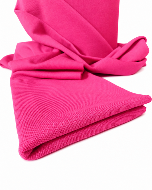 DZIANINA MERINO Z GOTS - ŚCIĄGACZ RIB 2:2 - PINK