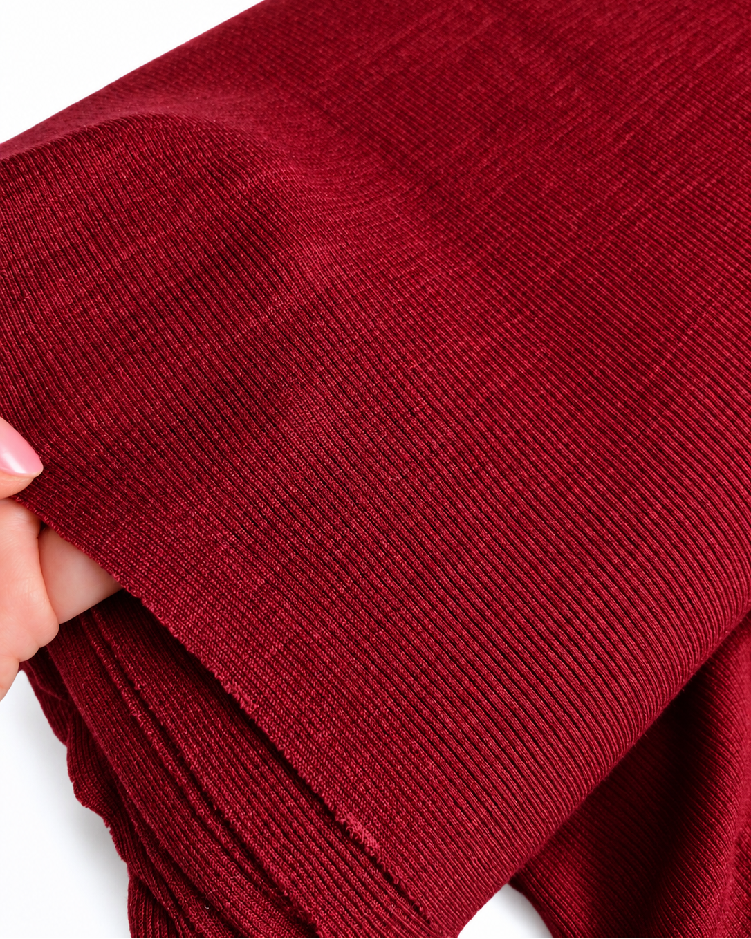 DZIANINA RIB WEŁNA MERINO TENCEL - WINO - limitowana