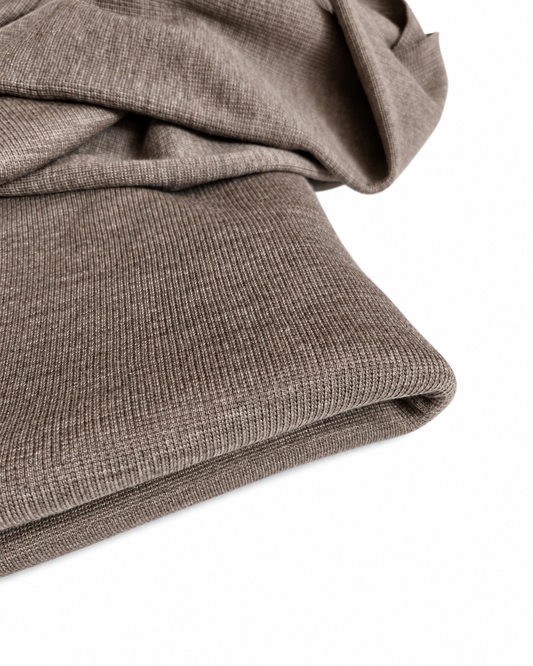 DZIANINA HARD RIB MERINO - MOCNY ŚCIĄGACZ 400 GSM - KAKAO