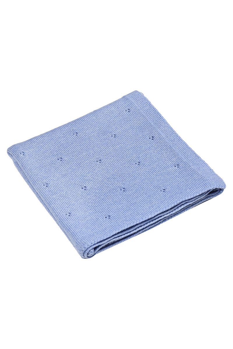 KOCYK 100% WEŁNA MERINO - NIEBIESKI 75x100 SPLOT AŻUR