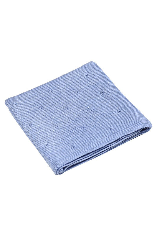 KOCYK 100% WEŁNA MERINO - NIEBIESKI 75x100 SPLOT AŻUR