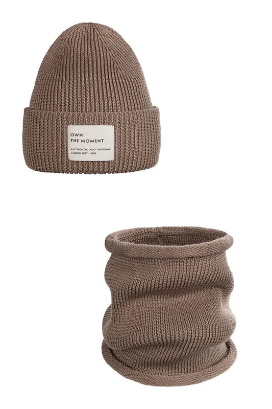 KOMPLET CZAPKA I KOMIN 100% MERINO - CAMEL