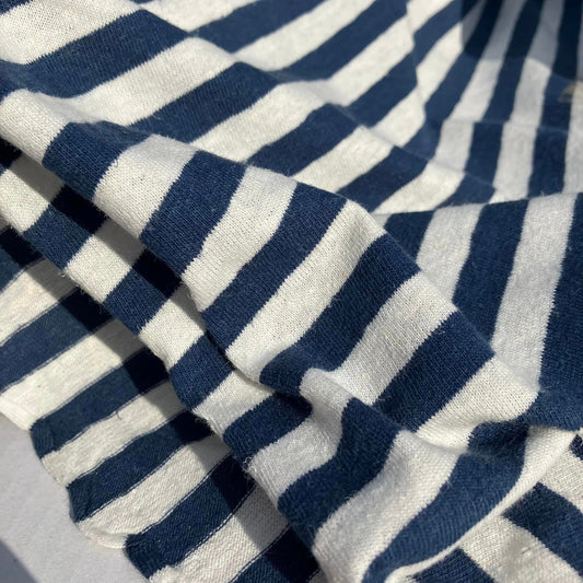 COTTON/HEMP KNIT - NAVY STRIPES - 52 (DLL)