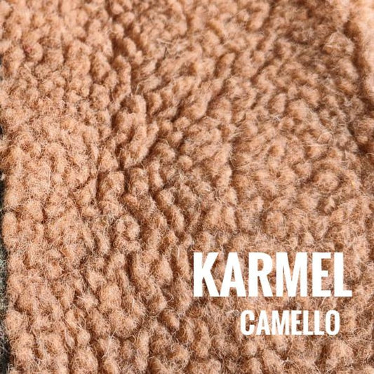 BARANEK TEDDY DZIANINA FUTERKOWA WEŁNA MERINO - KARMEL