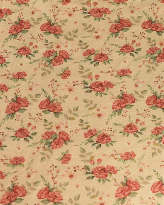 NEW! 100% MERINO WOOL INTERLOCK PRINTED - FLOWERS 