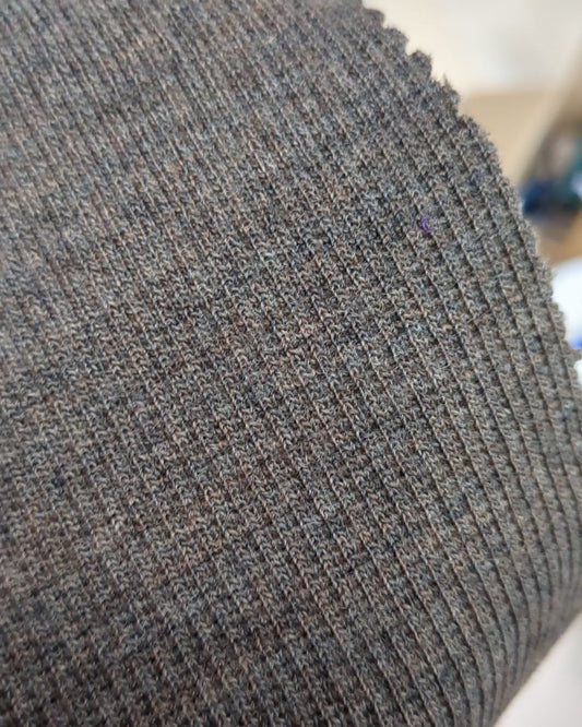 DZIANINA HARD RIB MERINO - MOCNY ŚCIĄGACZ 400 GSM - BRĄZ MELANŻ - nowość!