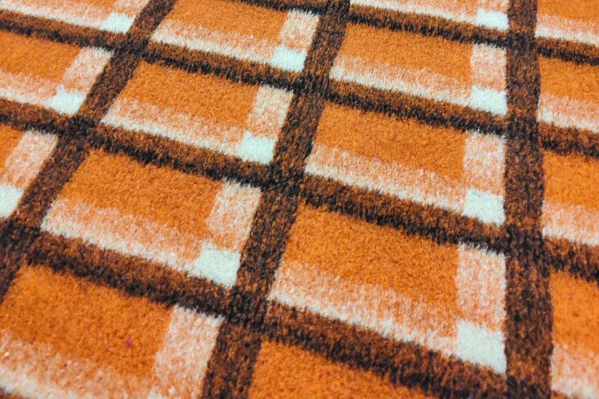 DZIANINA FUTERKOWA WEŁNA MERINO - KRATA POMARAŃCZOWA - limitowana!