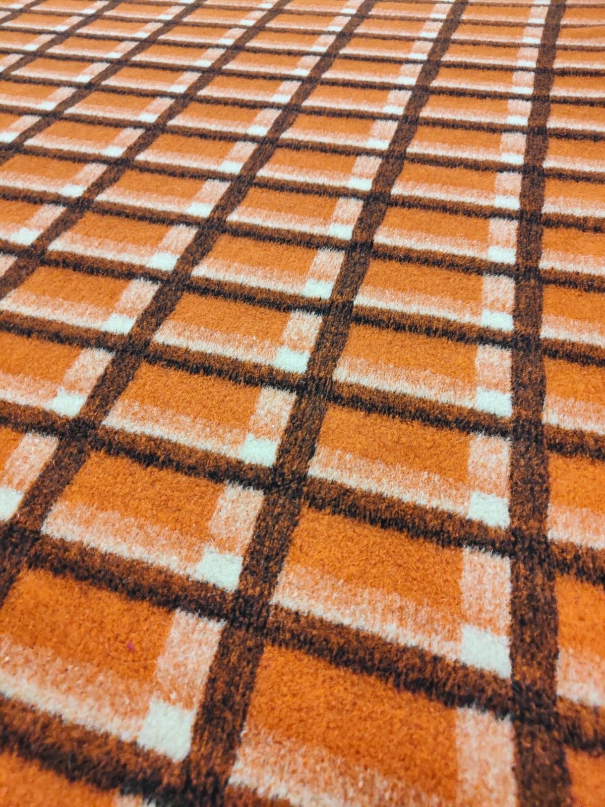 DZIANINA FUTERKOWA WEŁNA MERINO - KRATA POMARAŃCZOWA - limitowana!