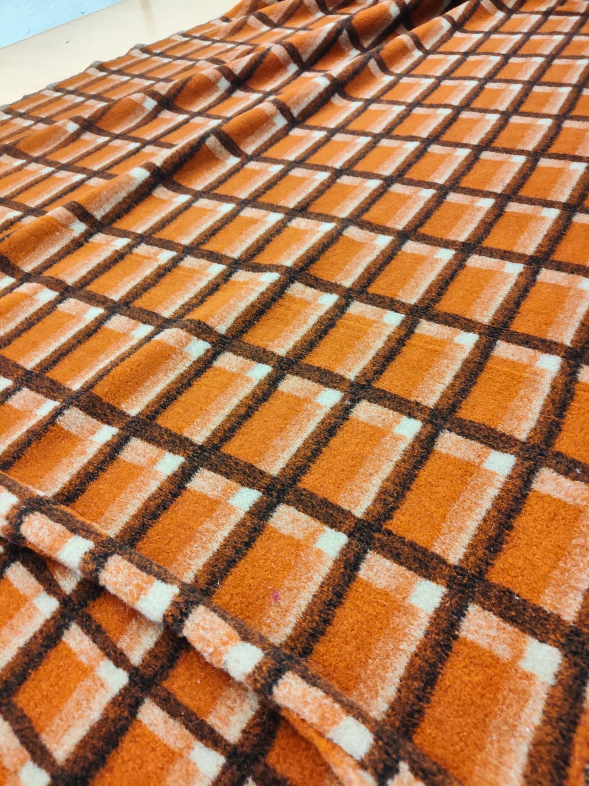 DZIANINA FUTERKOWA WEŁNA MERINO - KRATA POMARAŃCZOWA - limitowana!