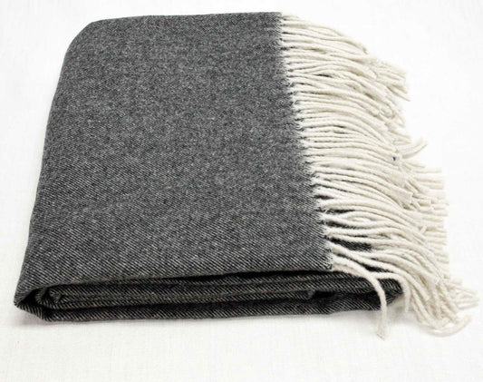 KOC 200x140cm / 100% WEŁNA MERINO ULTRAFINE - black & white