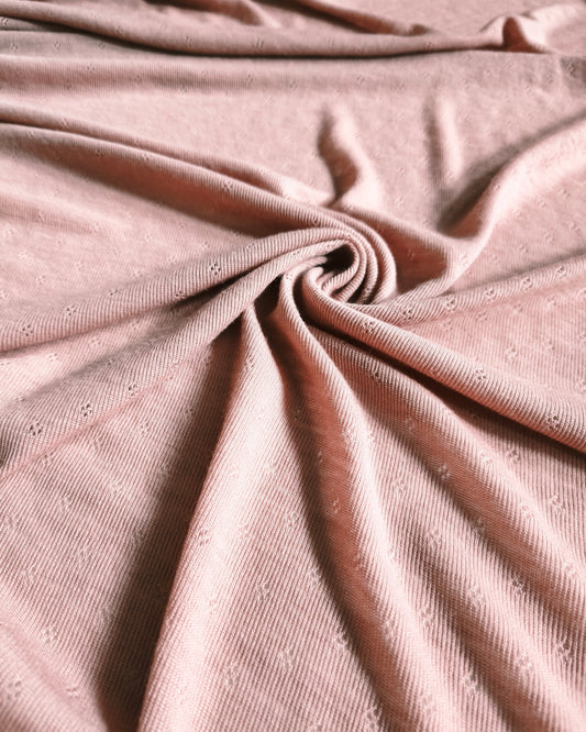 AŻUR RIB GOTS 100% MERINO  - ANTYCZNY RÓŻ - nowość