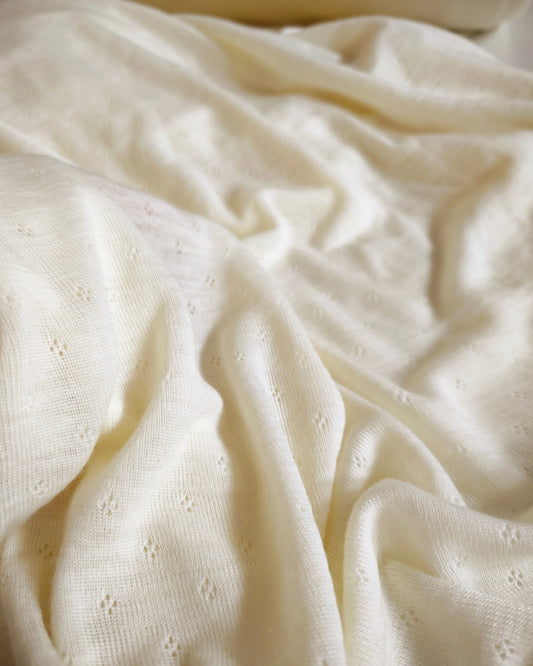 AŻUR RIB GOTS 100% MERINO  - ŚMIETANKA - nowość