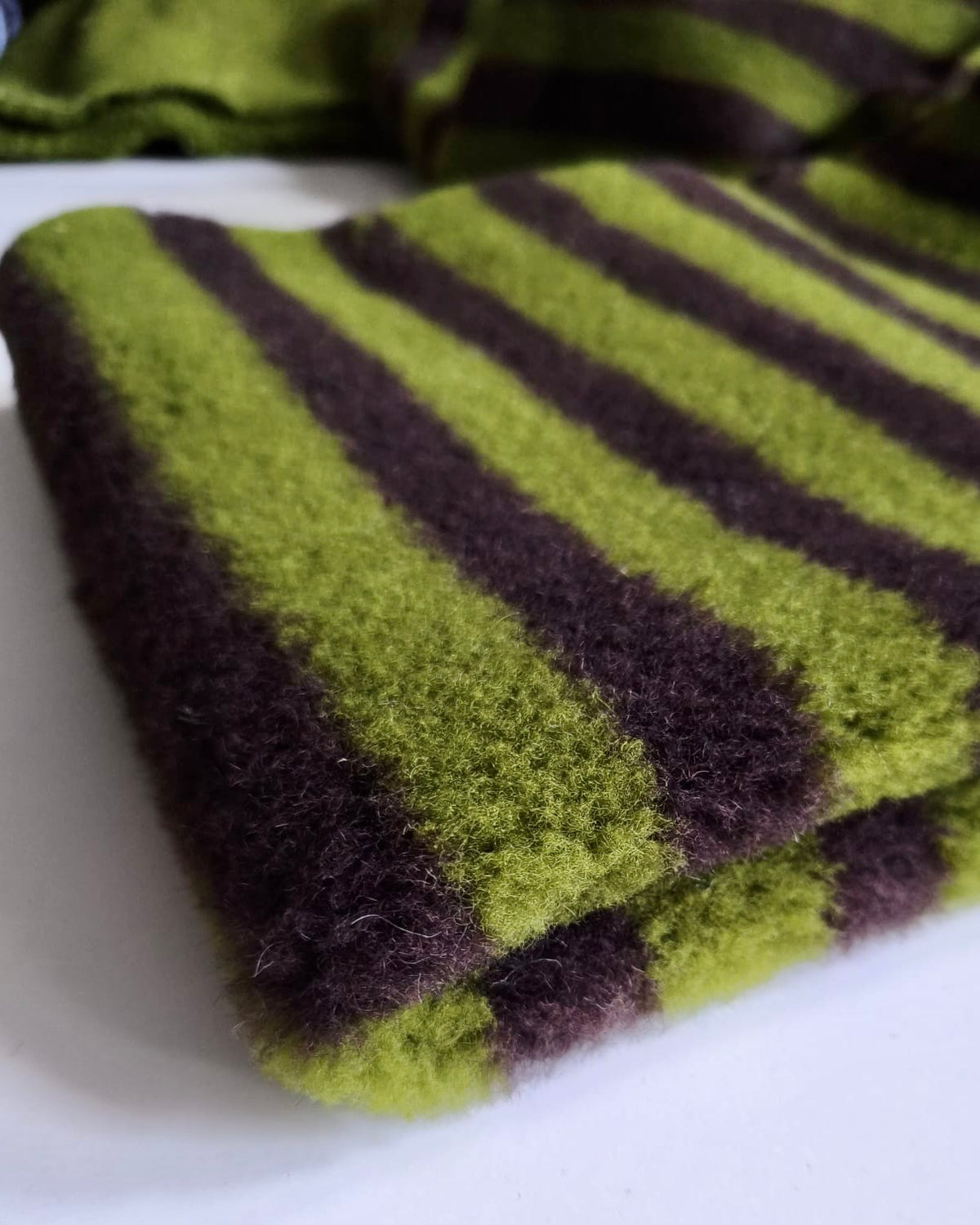 DZIANINA FUTERKOWA WEŁNA MERINO - PASKI LIMONKOWO CZEKOLADOWE - limitowana!