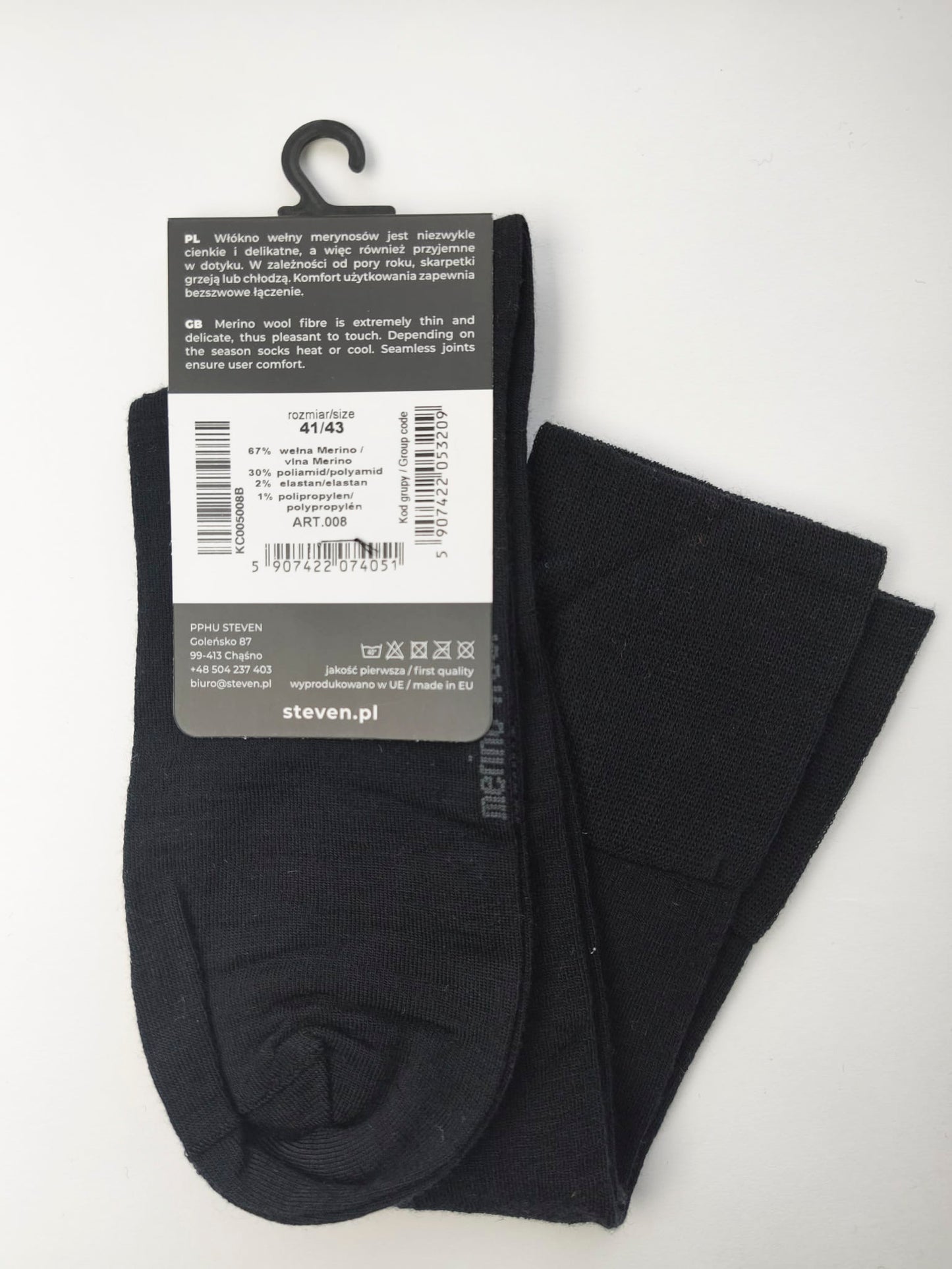 Podkolanówki z wełny merynosów 41/43 czarne