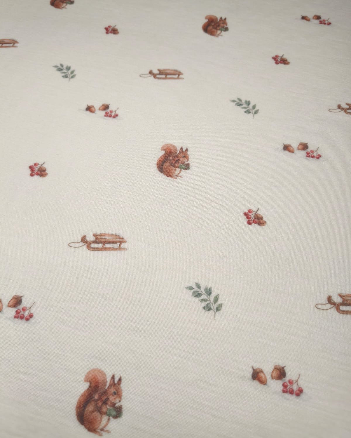 RIB DRUKOWANY 100% WEŁNA MERINO - ZIMOWE WIEWIÓRKI