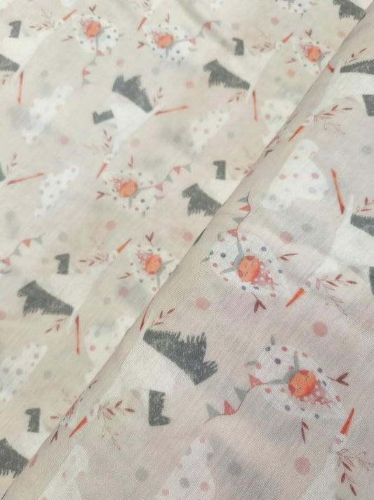 RIB DRUKOWANY 100% WEŁNA MERINO - BOCIANY - nowość!