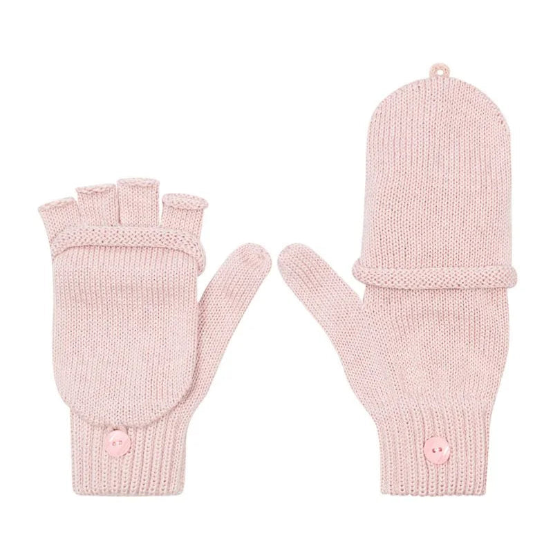 RĘKAWICZKI 100% WEŁNA MERINO - PUDROWY RÓŻ