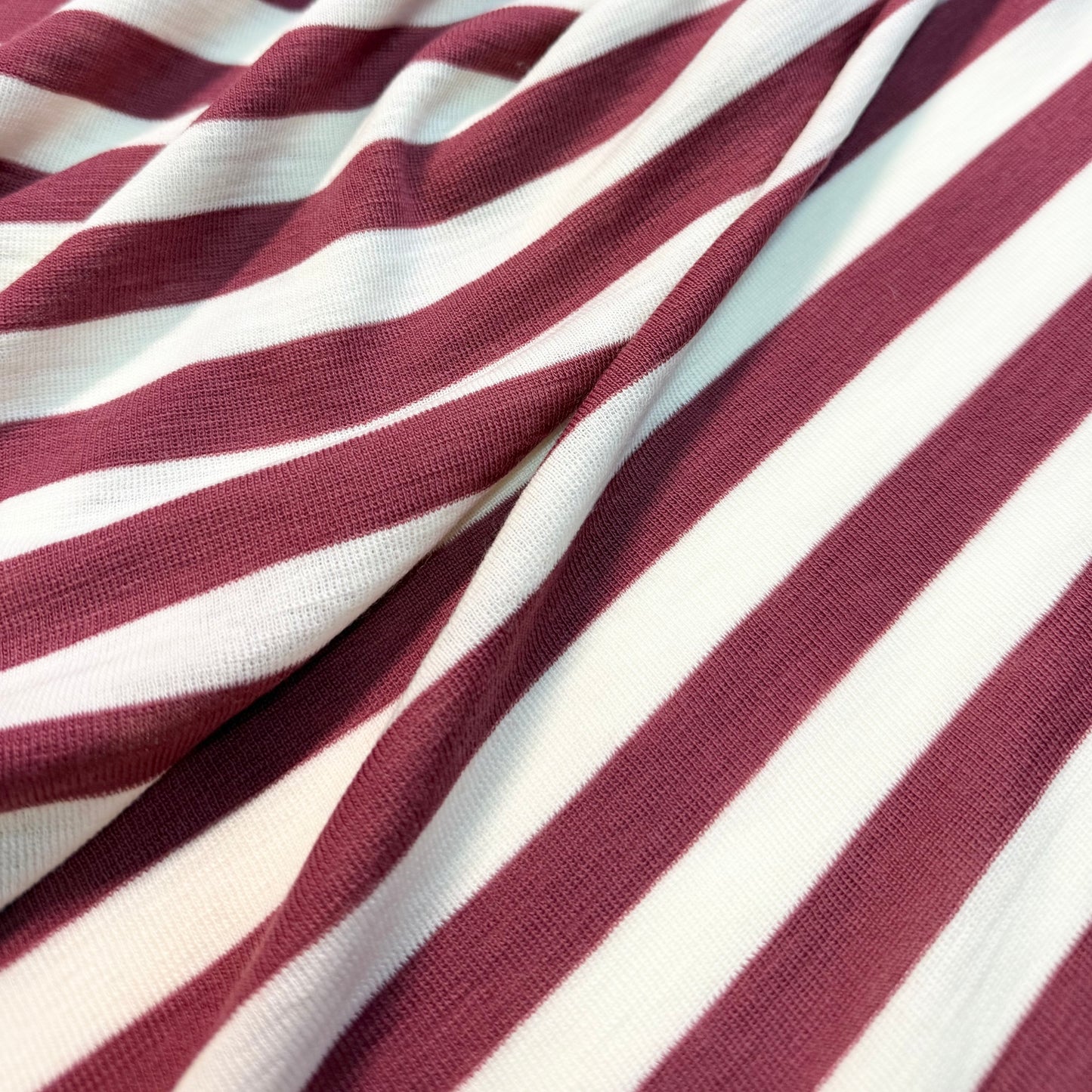 100% MERINO DZIANINA RIB METRAŻ PASECZKI BORDOWO BIAŁE - nowość