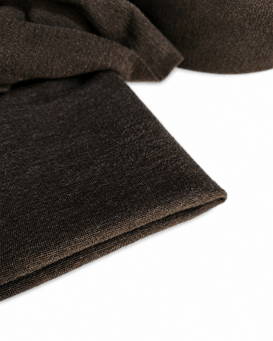 ŚCIĄGACZ RIB 1:1 MERINO GOTS 440 gsm - DARK BROWN MELANGE 992