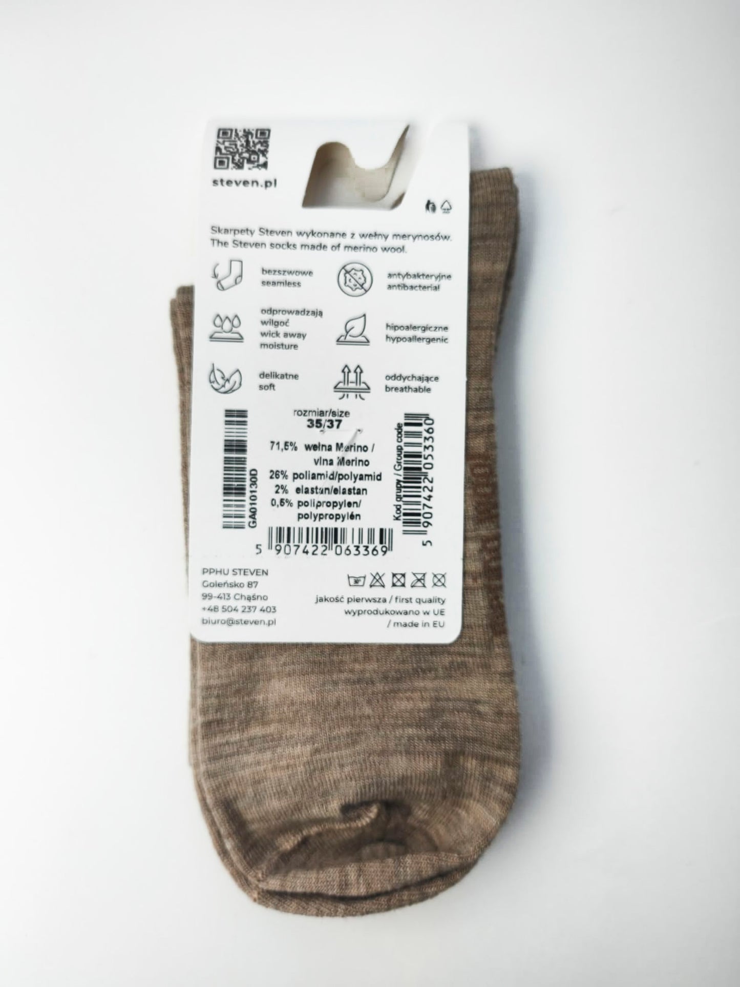 Skarpety z wełny merynosów 35/37 melanż beż