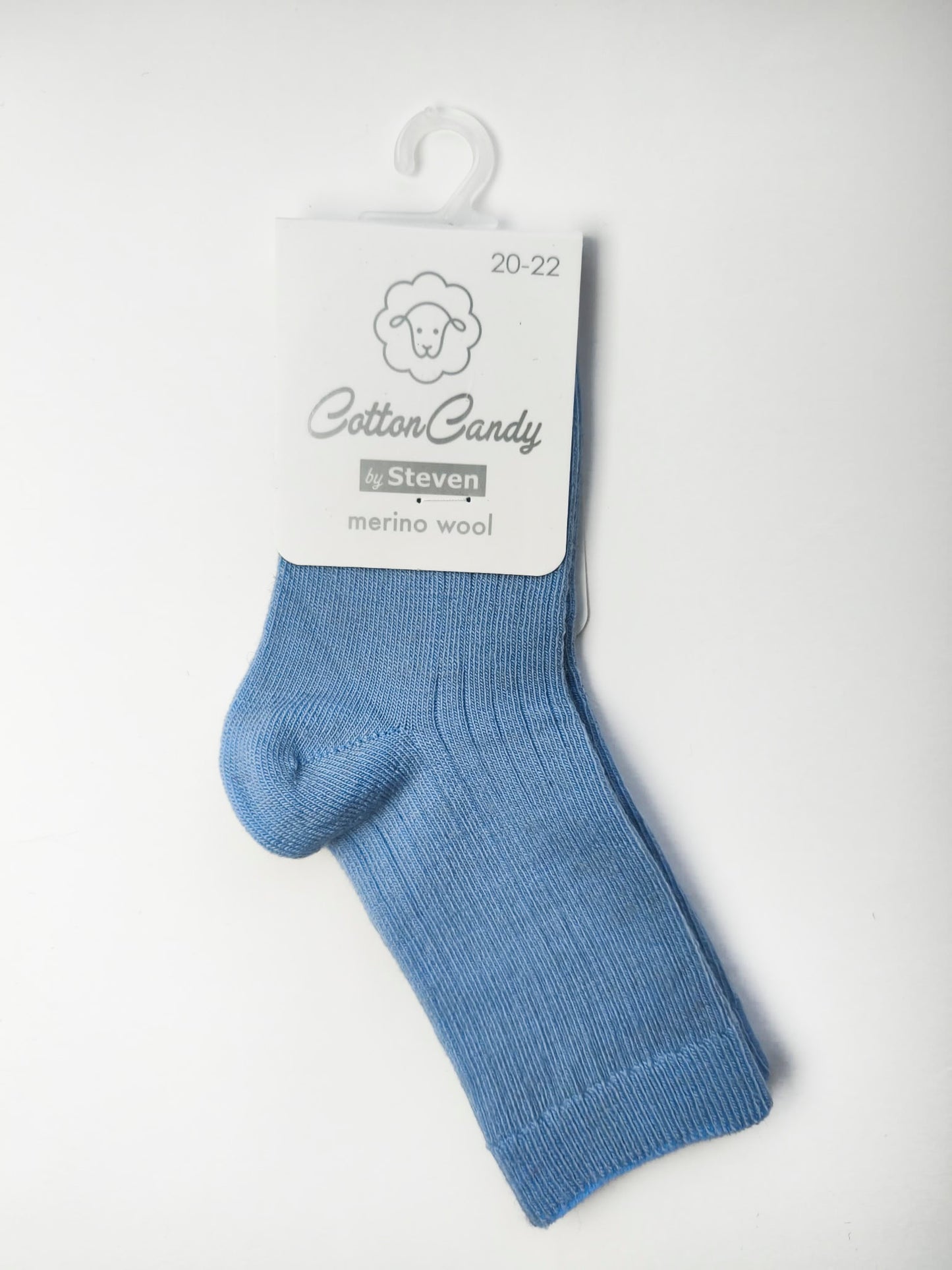 Skarpety z wełny merynosów dziecięce prążek 20/22 niebieskie