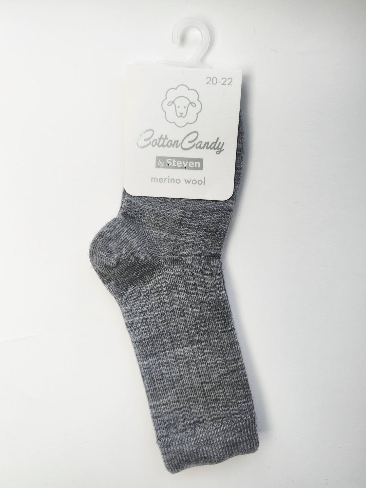 Skarpety z wełny merynosów dziecięce prążek 20/22 melanż szare